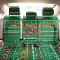 Turkmenistan Christmas Back Car Seat Cover with Decorated Horse Crescent Moon Pattern and Traditional Carpet - Wonder Print Shop