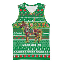 Turkmenistan Christmas Basketball Jersey with Decorated Horse Crescent Moon Pattern and Traditional Carpet - Wonder Print Shop