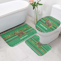 Turkmenistan Christmas Bathroom Set with Decorated Horse Crescent Moon Pattern and Traditional Carpet - Wonder Print Shop