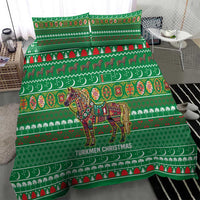 Turkmenistan Christmas Bedding Set with Decorated Horse Crescent Moon Pattern and Traditional Carpet - Wonder Print Shop