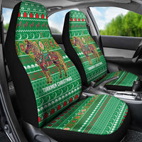 Turkmenistan Christmas Car Seat Cover with Decorated Horse Crescent Moon Pattern and Traditional Carpet - Wonder Print Shop