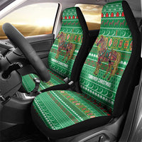 Turkmenistan Christmas Car Seat Cover with Decorated Horse Crescent Moon Pattern and Traditional Carpet - Wonder Print Shop