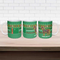 Turkmenistan Christmas Ceramic Mug with Decorated Horse Crescent Moon Pattern and Traditional Carpet - Wonder Print Shop
