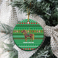 Turkmenistan Christmas Ceramic Ornament with Decorated Horse Crescent Moon Pattern and Traditional Carpet - Wonder Print Shop