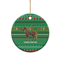 Turkmenistan Christmas Ceramic Ornament with Decorated Horse Crescent Moon Pattern and Traditional Carpet - Wonder Print Shop