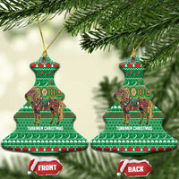Turkmenistan Christmas Ceramic Ornament with Decorated Horse Crescent Moon Pattern and Traditional Carpet - Wonder Print Shop