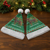 Turkmenistan Christmas Santa Hat with Decorated Horse Crescent Moon Pattern and Traditional Carpet - Wonder Print Shop