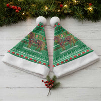 Turkmenistan Christmas Santa Hat with Decorated Horse Crescent Moon Pattern and Traditional Carpet - Wonder Print Shop