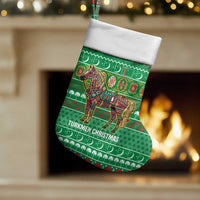 Turkmenistan Christmas Stocking with Decorated Horse Crescent Moon Pattern and Traditional Carpet - Wonder Print Shop
