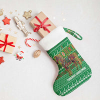 Turkmenistan Christmas Stocking with Decorated Horse Crescent Moon Pattern and Traditional Carpet - Wonder Print Shop
