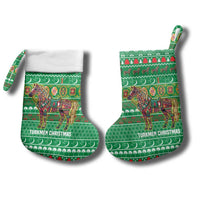 Turkmenistan Christmas Stocking with Decorated Horse Crescent Moon Pattern and Traditional Carpet - Wonder Print Shop