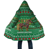 Turkmenistan Christmas Cloak with Decorated Horse Crescent Moon Pattern and Traditional Carpet - Wonder Print Shop