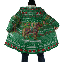 Turkmenistan Christmas Cloak with Decorated Horse Crescent Moon Pattern and Traditional Carpet - Wonder Print Shop