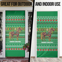 Turkmenistan Christmas Door Cover with Decorated Horse Crescent Moon Pattern and Traditional Carpet - Wonder Print Shop