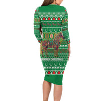 Turkmenistan Christmas Family Matching Long Sleeve Bodycon Dress and Hawaiian Shirt with Decorated Horse Crescent Moon Pattern and Traditional Carpet - Wonder Print Shop
