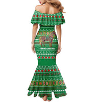 Turkmenistan Christmas Family Matching Mermaid Dress and Hawaiian Shirt with Decorated Horse Crescent Moon Pattern and Traditional Carpet - Wonder Print Shop