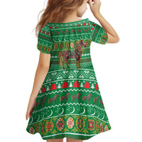 Turkmenistan Christmas Family Matching Off The Shoulder Long Sleeve Dress and Hawaiian Shirt with Decorated Horse Crescent Moon Pattern and Traditional Carpet - Wonder Print Shop