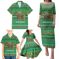 Turkmenistan Christmas Family Matching Puletasi and Hawaiian Shirt with Decorated Horse Crescent Moon Pattern and Traditional Carpet - Wonder Print Shop