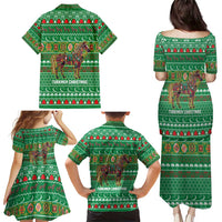 Turkmenistan Christmas Family Matching Puletasi and Hawaiian Shirt with Decorated Horse Crescent Moon Pattern and Traditional Carpet - Wonder Print Shop