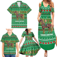 Turkmenistan Christmas Family Matching Summer Maxi Dress and Hawaiian Shirt with Decorated Horse Crescent Moon Pattern and Traditional Carpet - Wonder Print Shop
