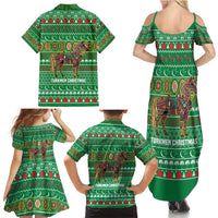 Turkmenistan Christmas Family Matching Summer Maxi Dress and Hawaiian Shirt with Decorated Horse Crescent Moon Pattern and Traditional Carpet - Wonder Print Shop