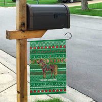 Turkmenistan Christmas Garden Flag with Decorated Horse Crescent Moon Pattern and Traditional Carpet - Wonder Print Shop