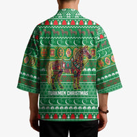 Turkmenistan Christmas Kimono with Decorated Horse Crescent Moon Pattern and Traditional Carpet - Wonder Print Shop