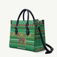 Turkmenistan Christmas Leather Bag with Decorated Horse Crescent Moon Pattern and Traditional Carpet - Wonder Print Shop