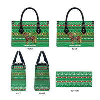 Turkmenistan Christmas Leather Bag with Decorated Horse Crescent Moon Pattern and Traditional Carpet - Wonder Print Shop