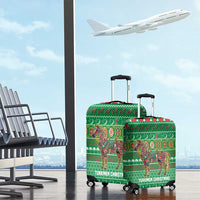 Turkmenistan Christmas Luggage Cover with Decorated Horse Crescent Moon Pattern and Traditional Carpet - Wonder Print Shop