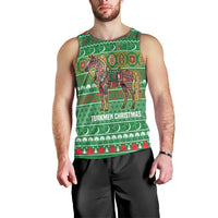 Turkmenistan Christmas Men Tank Top with Decorated Horse Crescent Moon Pattern and Traditional Carpet - Wonder Print Shop