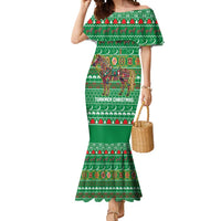 Turkmenistan Christmas Mermaid Dress with Decorated Horse Crescent Moon Pattern and Traditional Carpet - Wonder Print Shop