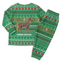 Turkmenistan Christmas Pajama Set with Decorated Horse Crescent Moon Pattern and Traditional Carpet - Wonder Print Shop