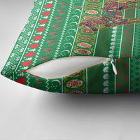 Turkmenistan Christmas Pillow Cover with Decorated Horse Crescent Moon Pattern and Traditional Carpet - Wonder Print Shop