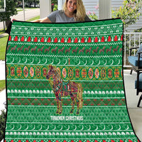 Turkmenistan Christmas Quilt with Decorated Horse Crescent Moon Pattern and Traditional Carpet - Wonder Print Shop