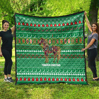 Turkmenistan Christmas Quilt with Decorated Horse Crescent Moon Pattern and Traditional Carpet - Wonder Print Shop