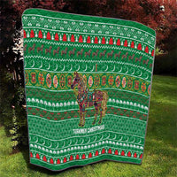 Turkmenistan Christmas Quilt with Decorated Horse Crescent Moon Pattern and Traditional Carpet - Wonder Print Shop