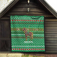 Turkmenistan Christmas Quilt with Decorated Horse Crescent Moon Pattern and Traditional Carpet - Wonder Print Shop