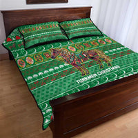 Turkmenistan Christmas Quilt Bed Set with Decorated Horse Crescent Moon Pattern and Traditional Carpet - Wonder Print Shop