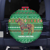 Turkmenistan Christmas Spare Tire Cover with Decorated Horse Crescent Moon Pattern and Traditional Carpet - Wonder Print Shop