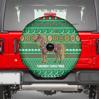 Turkmenistan Christmas Spare Tire Cover with Decorated Horse Crescent Moon Pattern and Traditional Carpet - Wonder Print Shop
