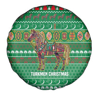 Turkmenistan Christmas Spare Tire Cover with Decorated Horse Crescent Moon Pattern and Traditional Carpet - Wonder Print Shop