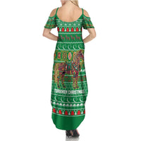 Turkmenistan Christmas Summer Maxi Dress with Decorated Horse Crescent Moon Pattern and Traditional Carpet - Wonder Print Shop