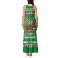 Turkmenistan Christmas Tank Maxi Dress with Decorated Horse Crescent Moon Pattern and Traditional Carpet - Wonder Print Shop