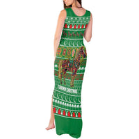 Turkmenistan Christmas Tank Maxi Dress with Decorated Horse Crescent Moon Pattern and Traditional Carpet - Wonder Print Shop