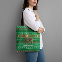 Turkmenistan Christmas Tote Bag with Decorated Horse Crescent Moon Pattern and Traditional Carpet - Wonder Print Shop
