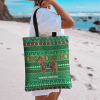 Turkmenistan Christmas Tote Bag with Decorated Horse Crescent Moon Pattern and Traditional Carpet - Wonder Print Shop