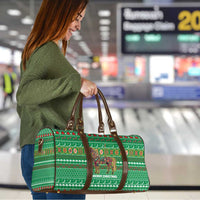 Turkmenistan Christmas Travel Bag with Decorated Horse Crescent Moon Pattern and Traditional Carpet - Wonder Print Shop