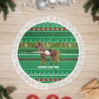 Turkmenistan Christmas Tree Skirt with Decorated Horse Crescent Moon Pattern and Traditional Carpet - Wonder Print Shop