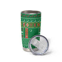 Turkmenistan Christmas Tumbler Cup with Decorated Horse Crescent Moon Pattern and Traditional Carpet - Wonder Print Shop